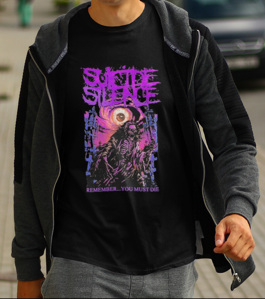 Suicide Silence Remember You Must Die Skeleton Art With Eye And Crosses T-Shirt