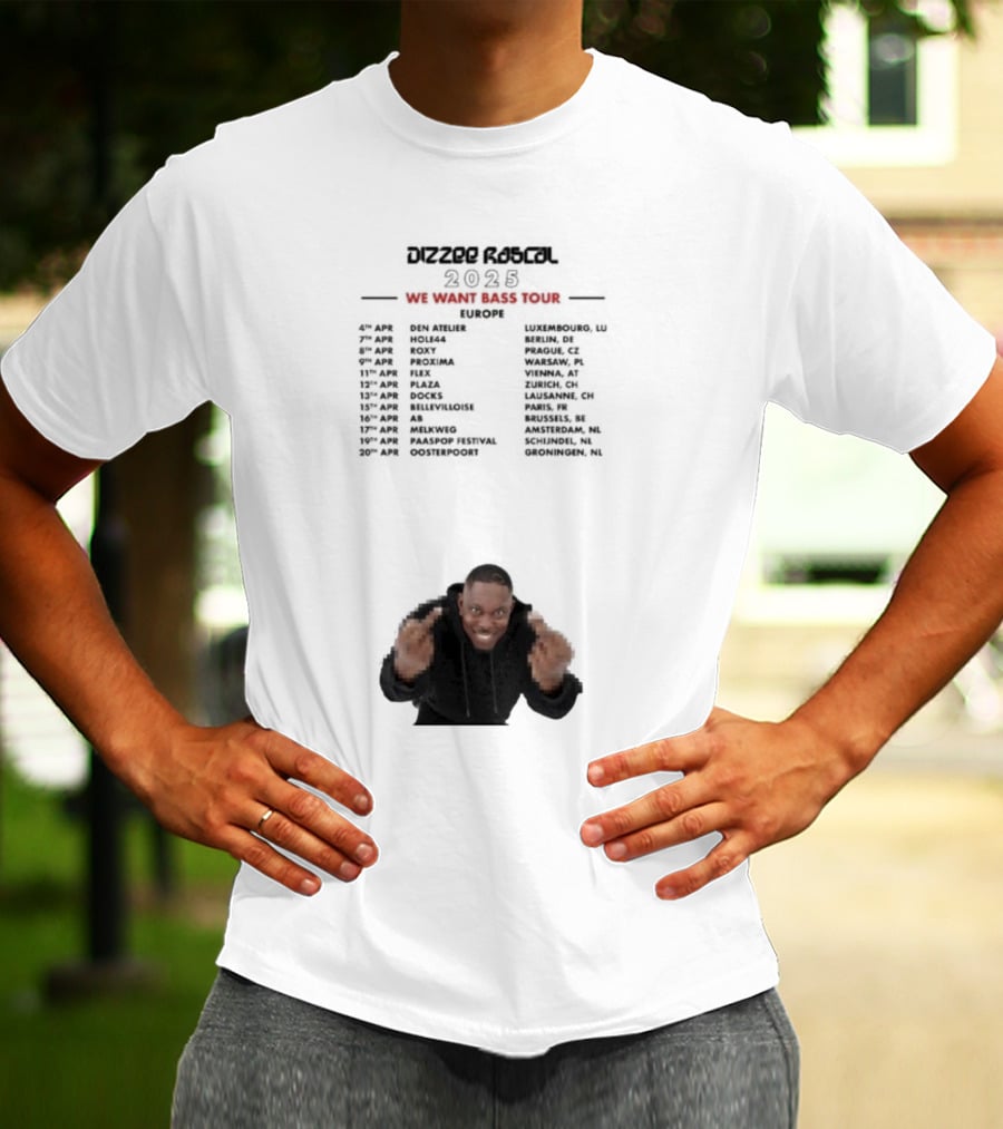 Dizzee Rascal We Want Bass Europe Tour 2025 Middle Fingers T-Shirt