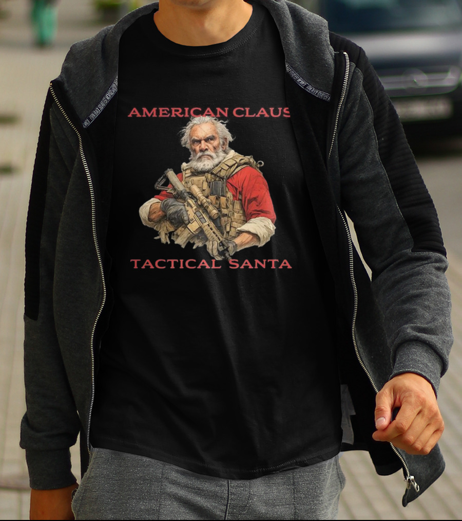 American Claus Tactical Santa Christmas Rifle Gear T-Shirt