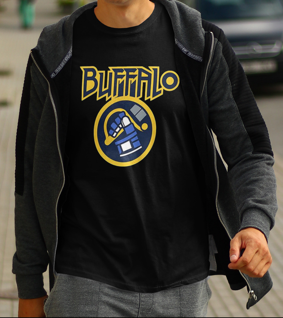 Buffalo Hockey Goalie Mask Sabres Blue Gold T-Shirt