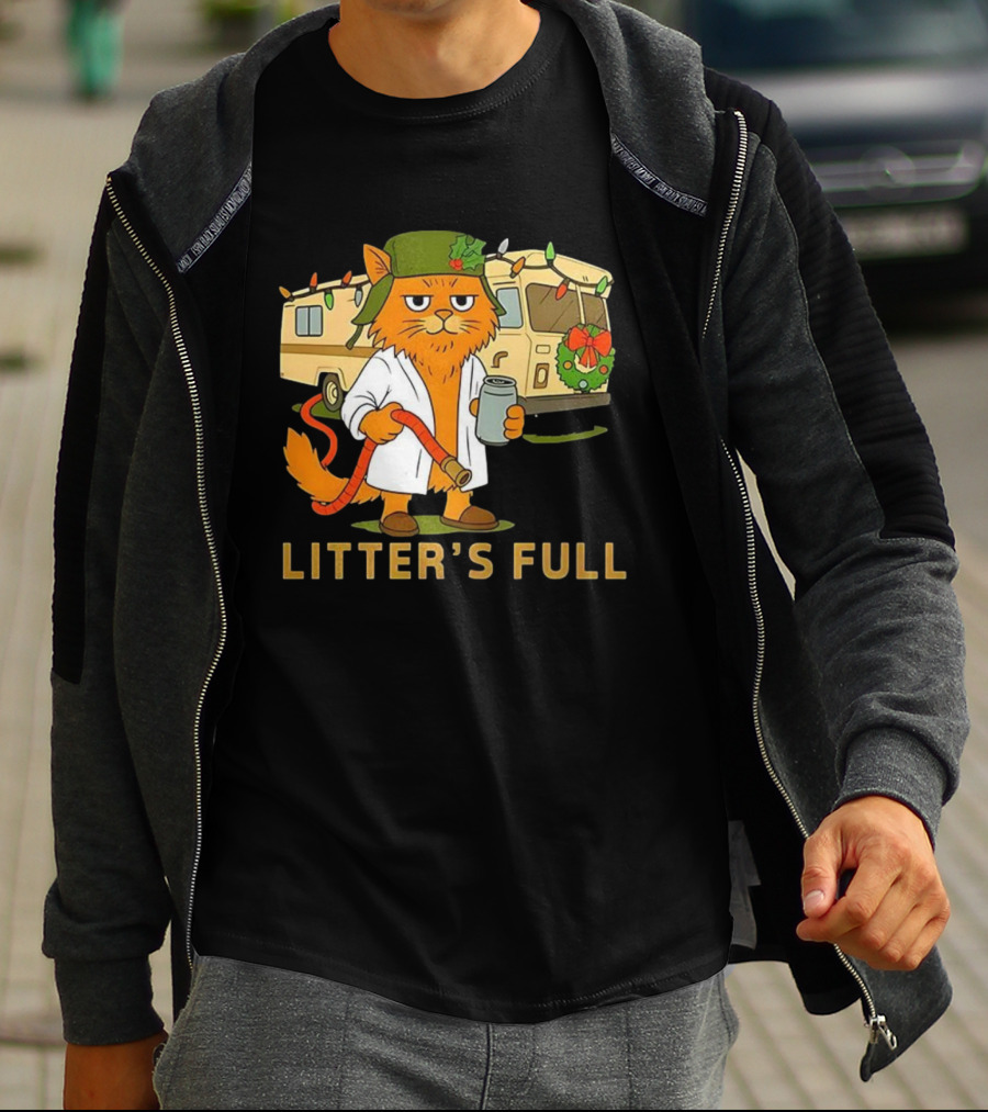 Litter's Full Shitters Full Cat Christmas RV Holiday Lights T-Shirt