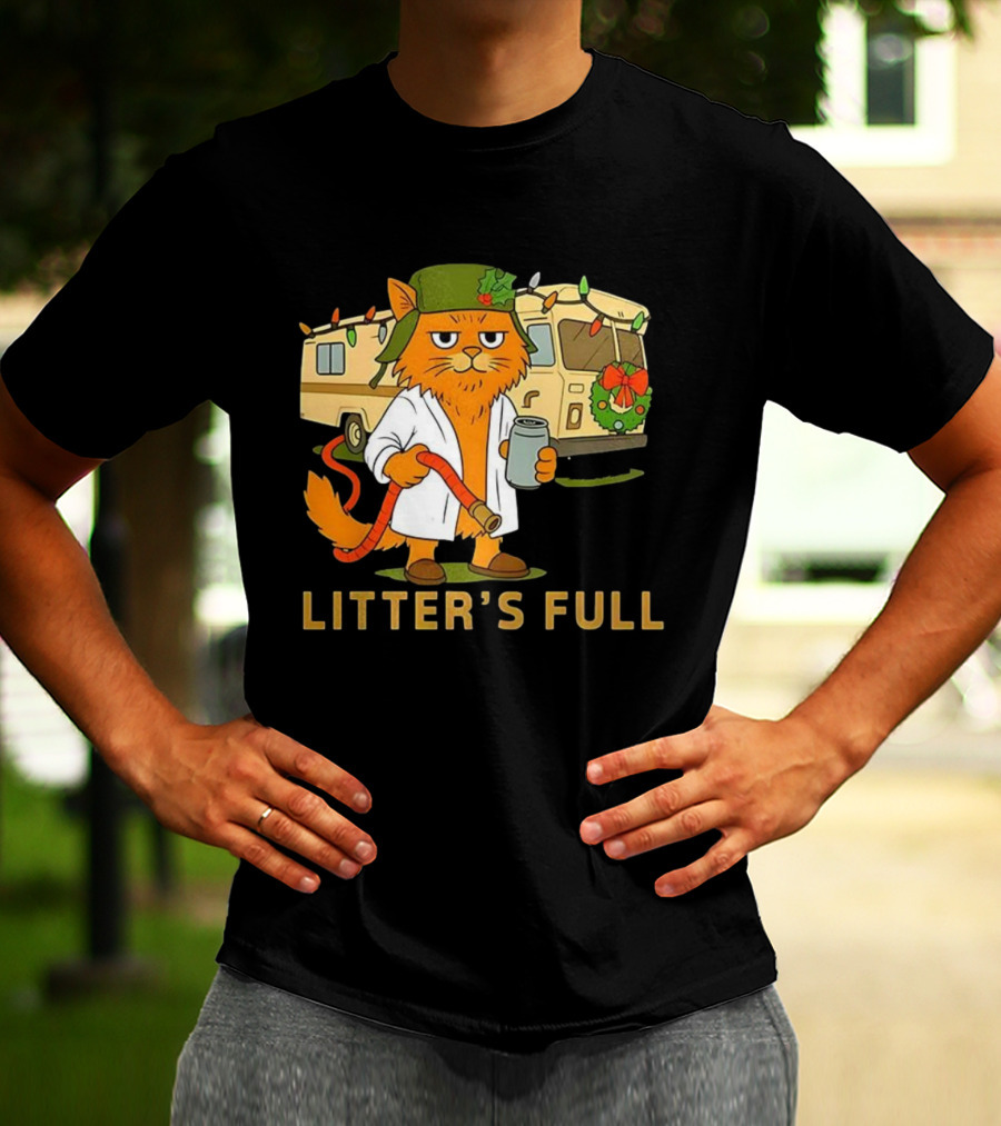 Litter's Full Shitters Full Cat Christmas RV Holiday Lights T-Shirt