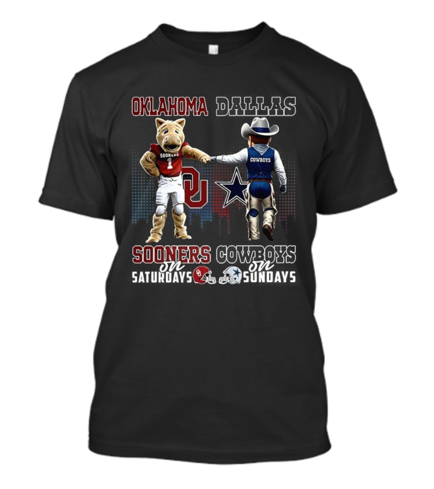 Oklahoma Sooners Saturdays Dallas Cowboys Sundays Mascot Team Spirit T-Shirt