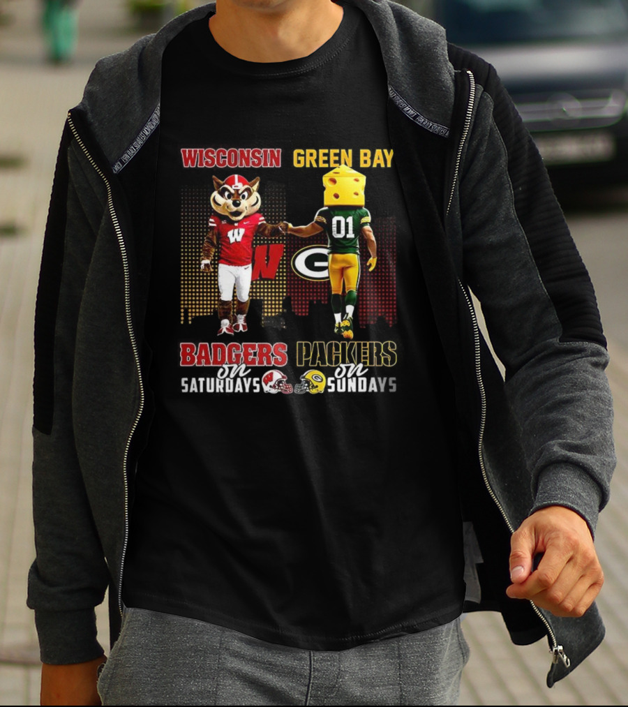 Wisconsin Badgers Saturdays Green Bay Packers Sundays Football Fans T-Shirt