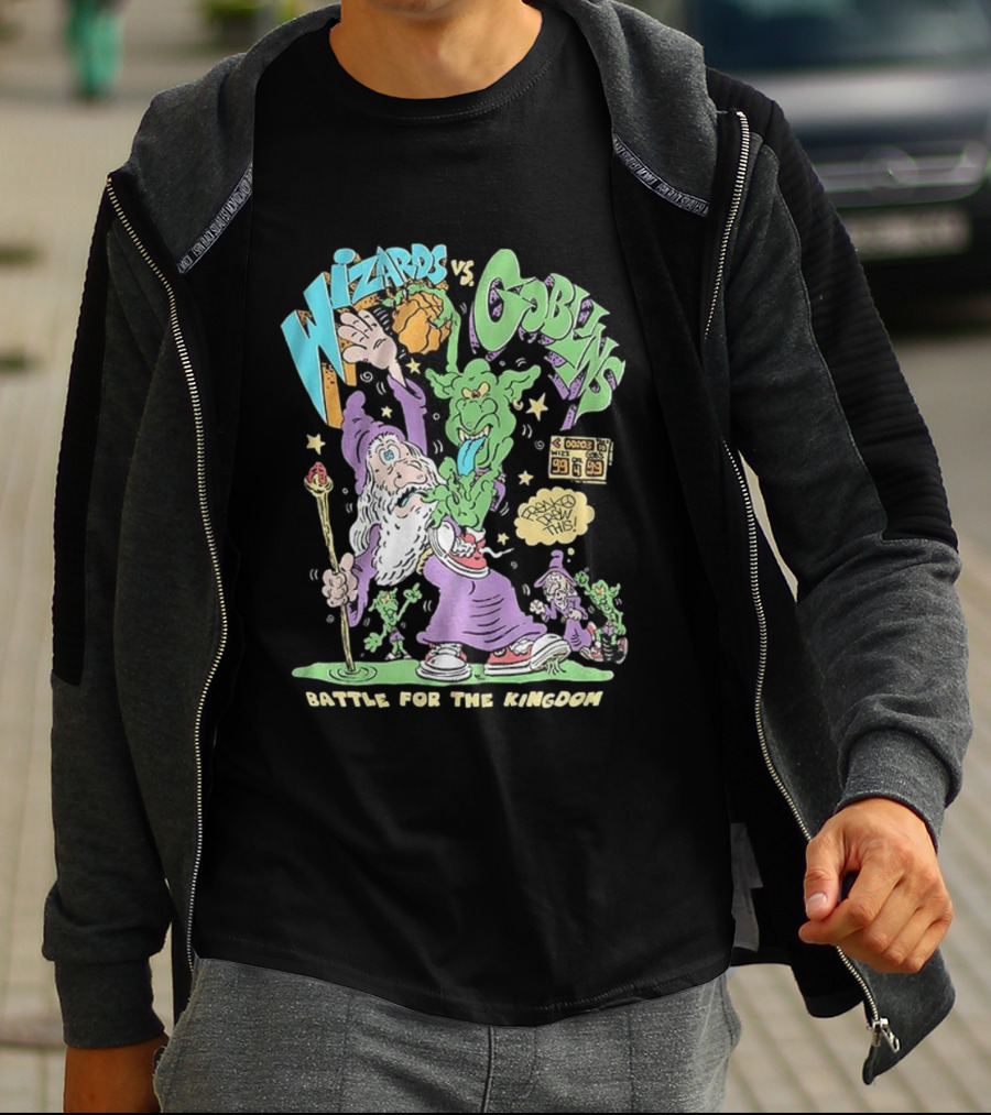 Wizards Vs Goblins Battle For The Kingdom Basketball Cartoons Scoreboard Showdown T-Shirt