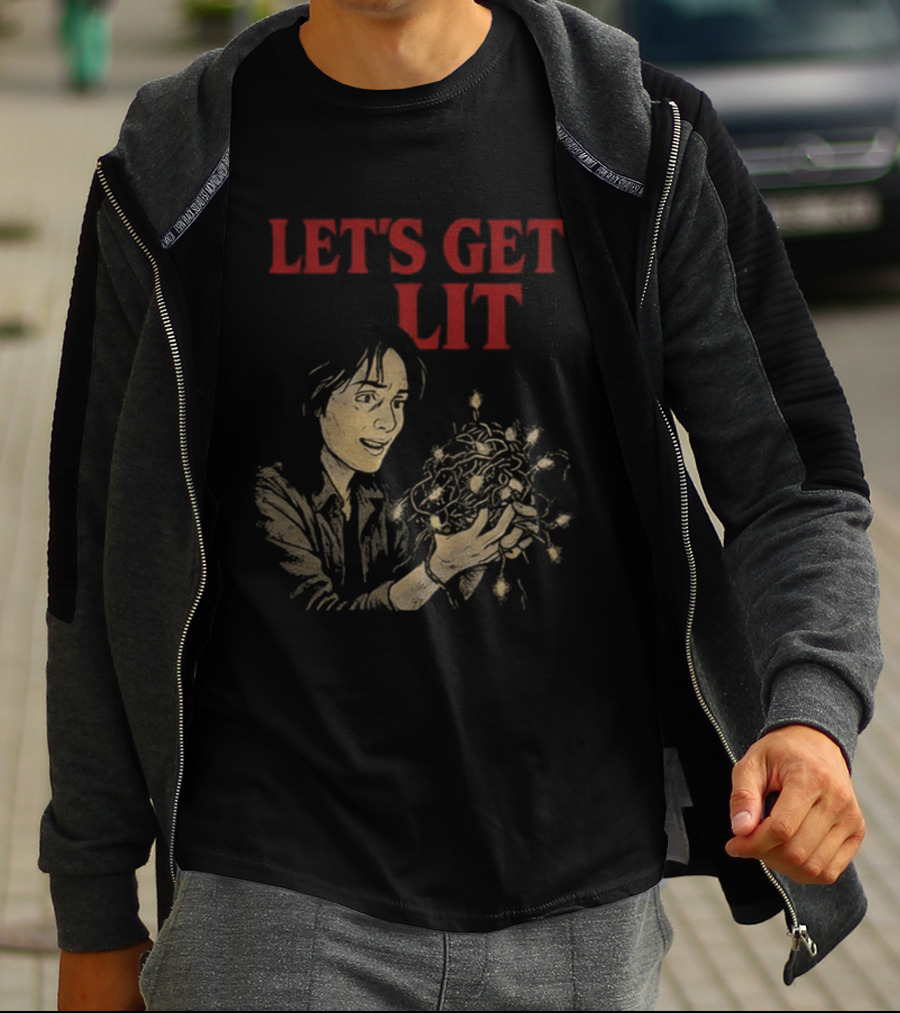 Stranger Things Let's Get Lit Funny Holiday Christmas Lights T-Shirt