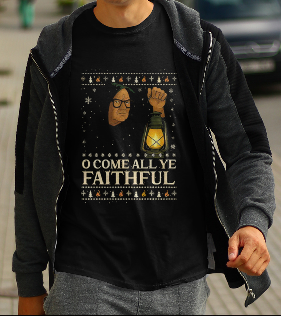 O Come All Ye Faithful Funny Traitors Christmas Sweater Lantern Design T-Shirt