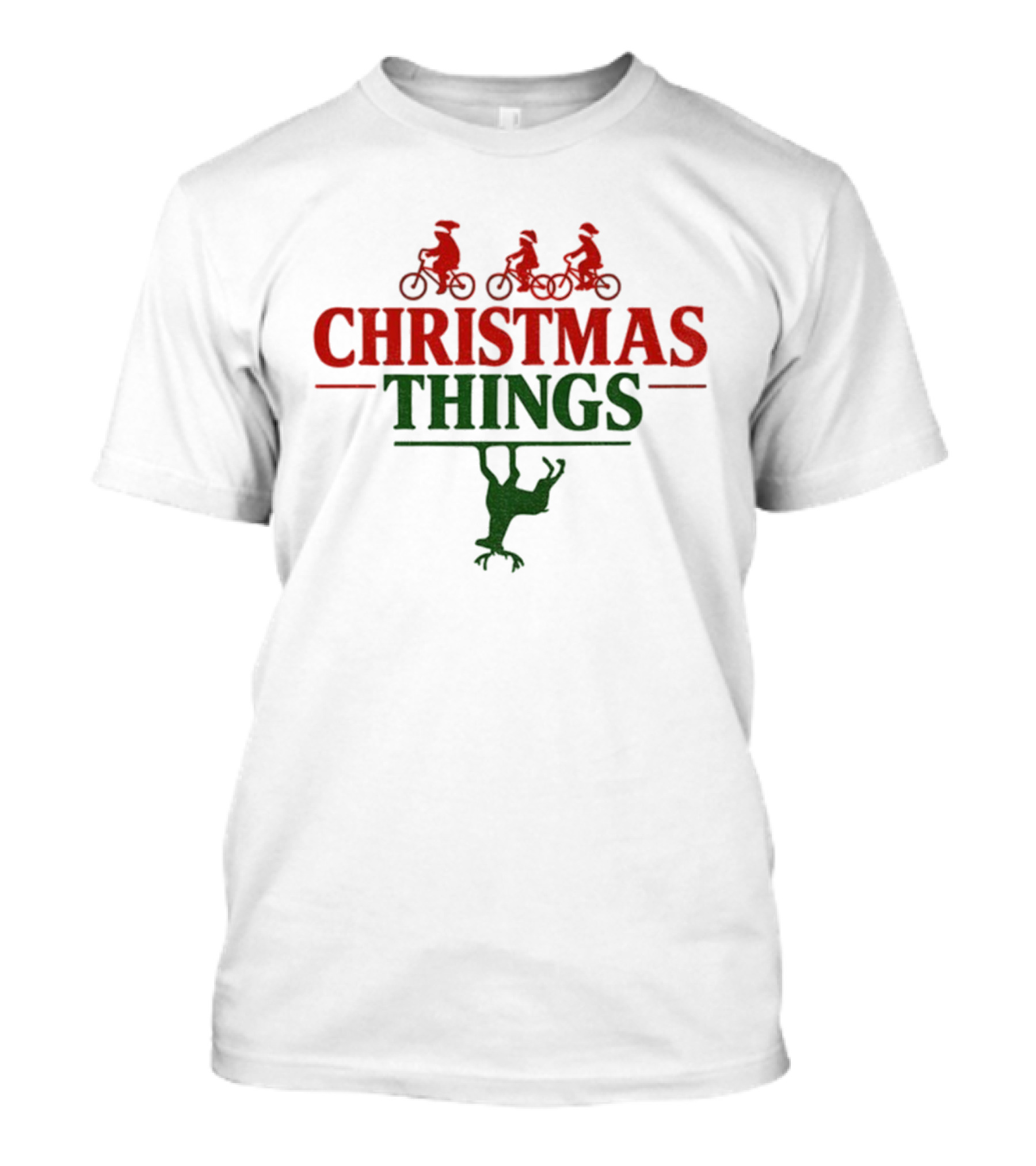 Christmas Things Stranger Things Bicycle Reindeer Upside Down 2025 T-Shirt