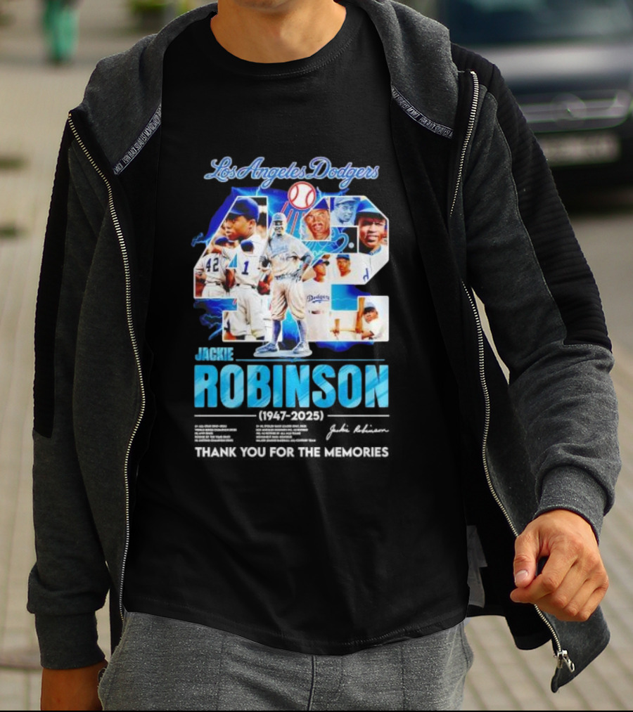 Los Angeles Dodgers Jackie Robinson 42 1947 2025 Thank You For The Memories T-Shirt