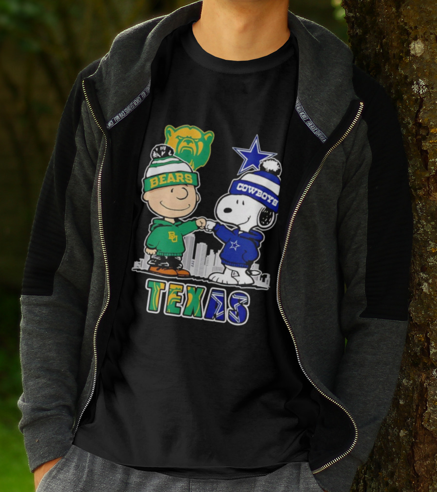 Charlie Brown And Snoopy Texas Baylor Bears Dallas Cowboys Collaboration T-Shirt