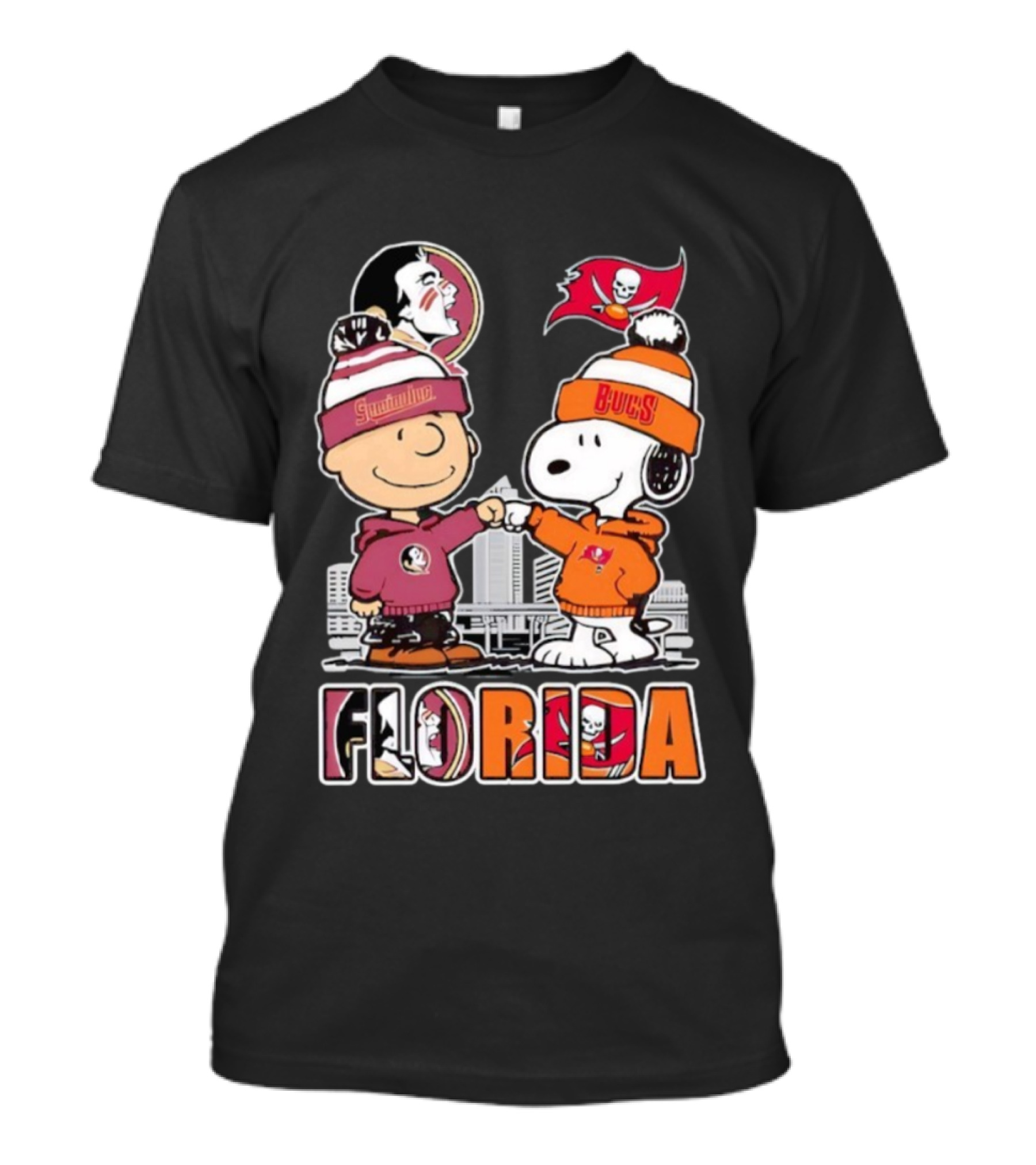 Charlie Brown And Snoopy Florida State Seminoles Tampa Bay Buccaneers Fist Bump T-Shirt