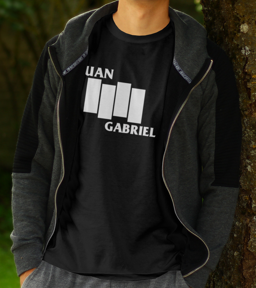 Juan Gabriel Black Flag Parody White Text T-Shirt
