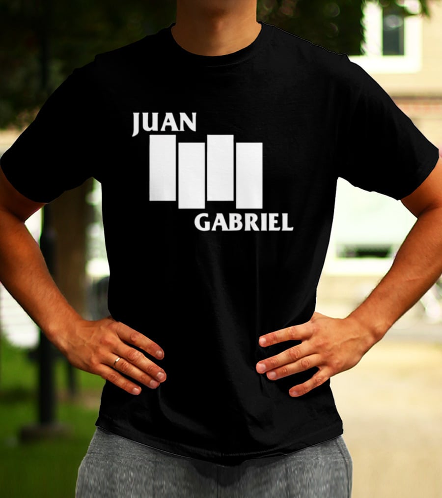 Juan Gabriel Black Flag Parody White Text T-Shirt