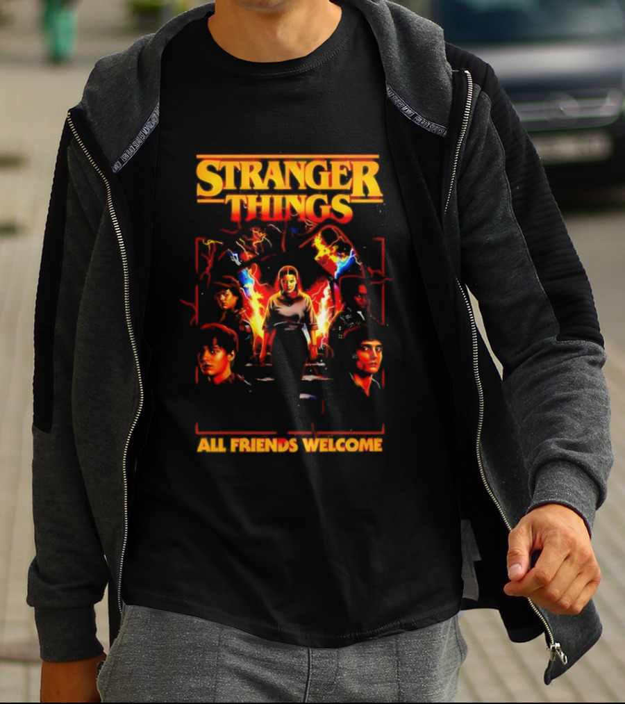 Stranger Things All Friends Welcome Eleven And Friends Retro Style T-Shirt