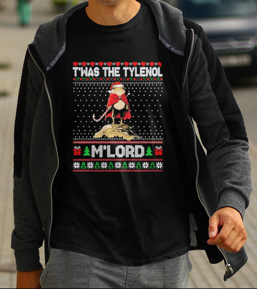 T’was The Tylenol M'Lord Christmas Frog In Santa Hat T-Shirt