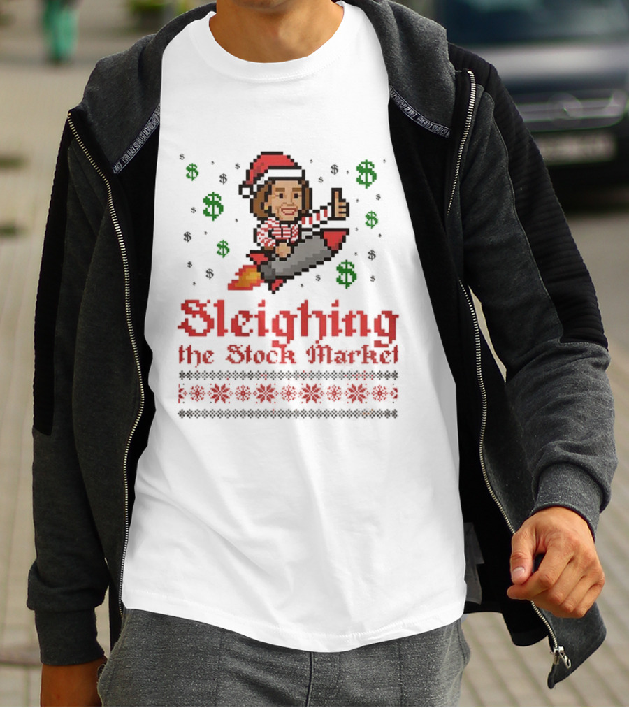 Sleighing The Stock Market Pixel Ugly Christmas End Of An Error T-Shirt