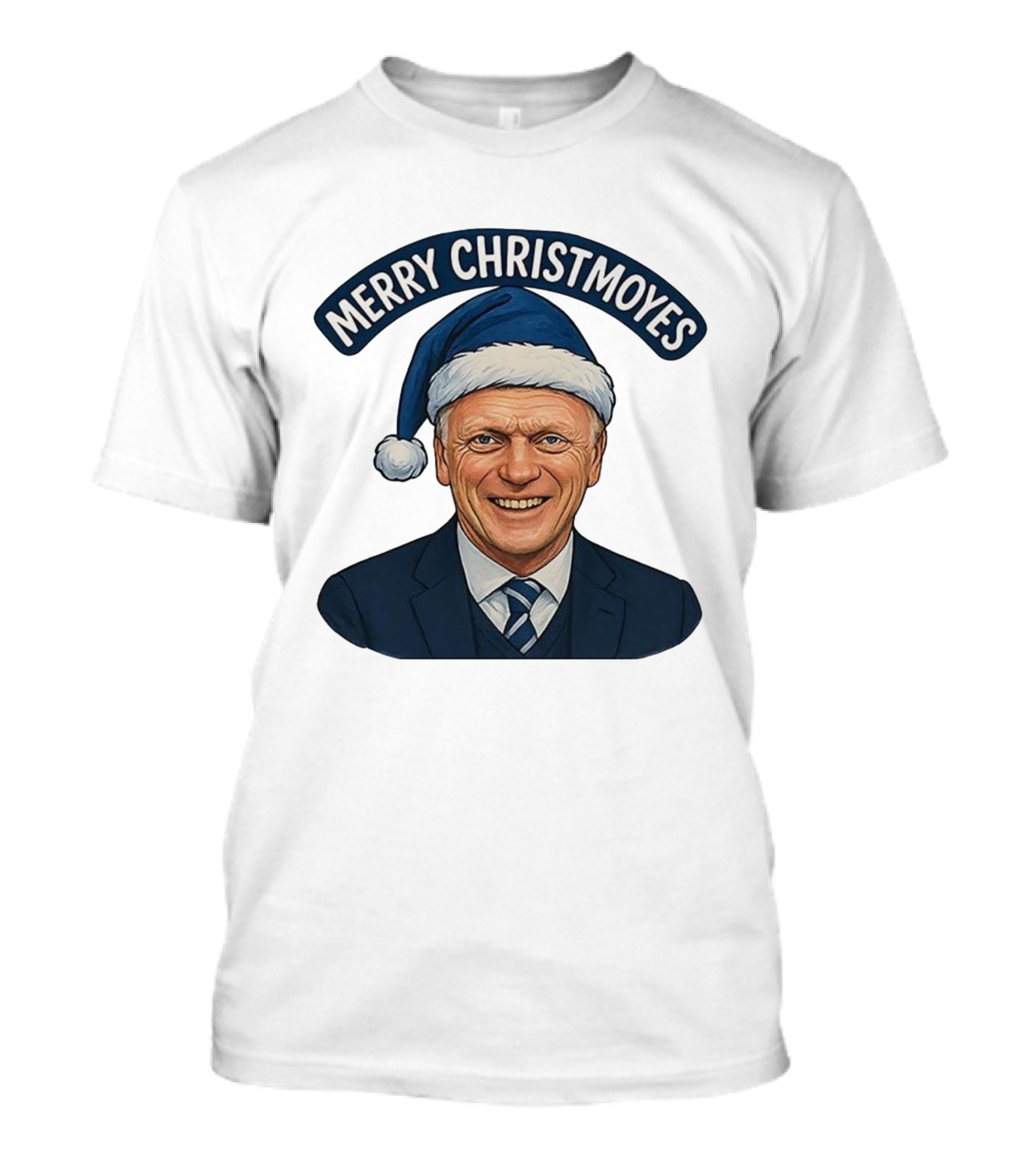 Merry Christmoyes Christmas Everton FC David Moyes Holiday Santa Hat T-Shirt