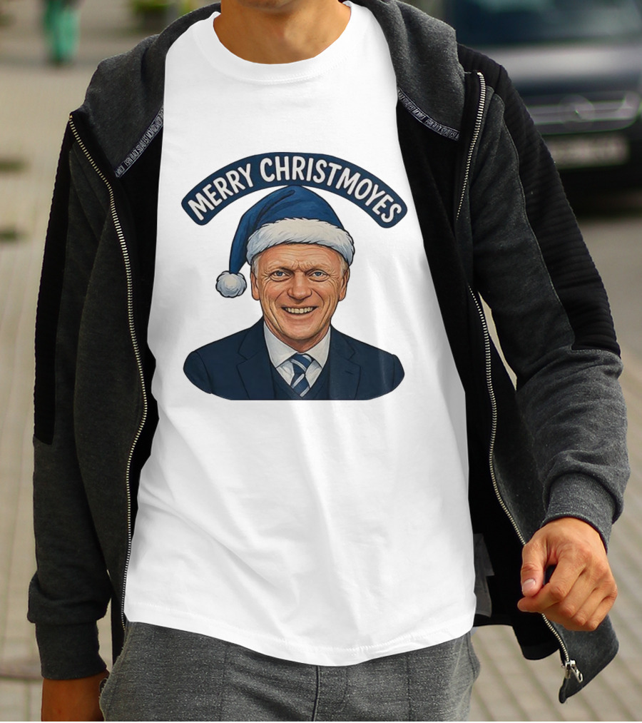 Merry Christmoyes Christmas Everton FC David Moyes Holiday Santa Hat T-Shirt