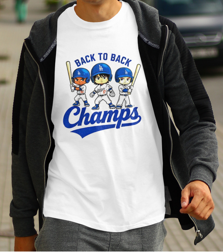 Los Angeles Dodgers Baseball Back To Back Champs Characters T-Shirt