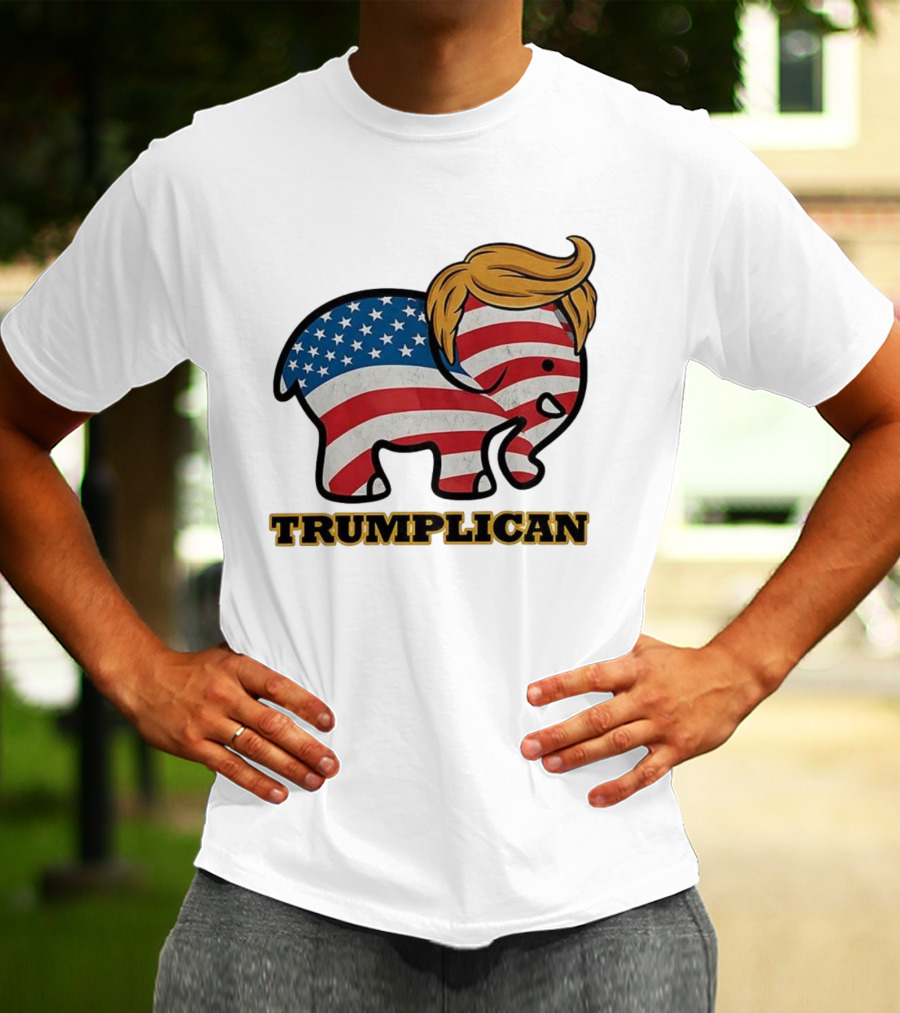 TRUMPLICAN American Flag Elephant With Hair Caricature T-Shirt