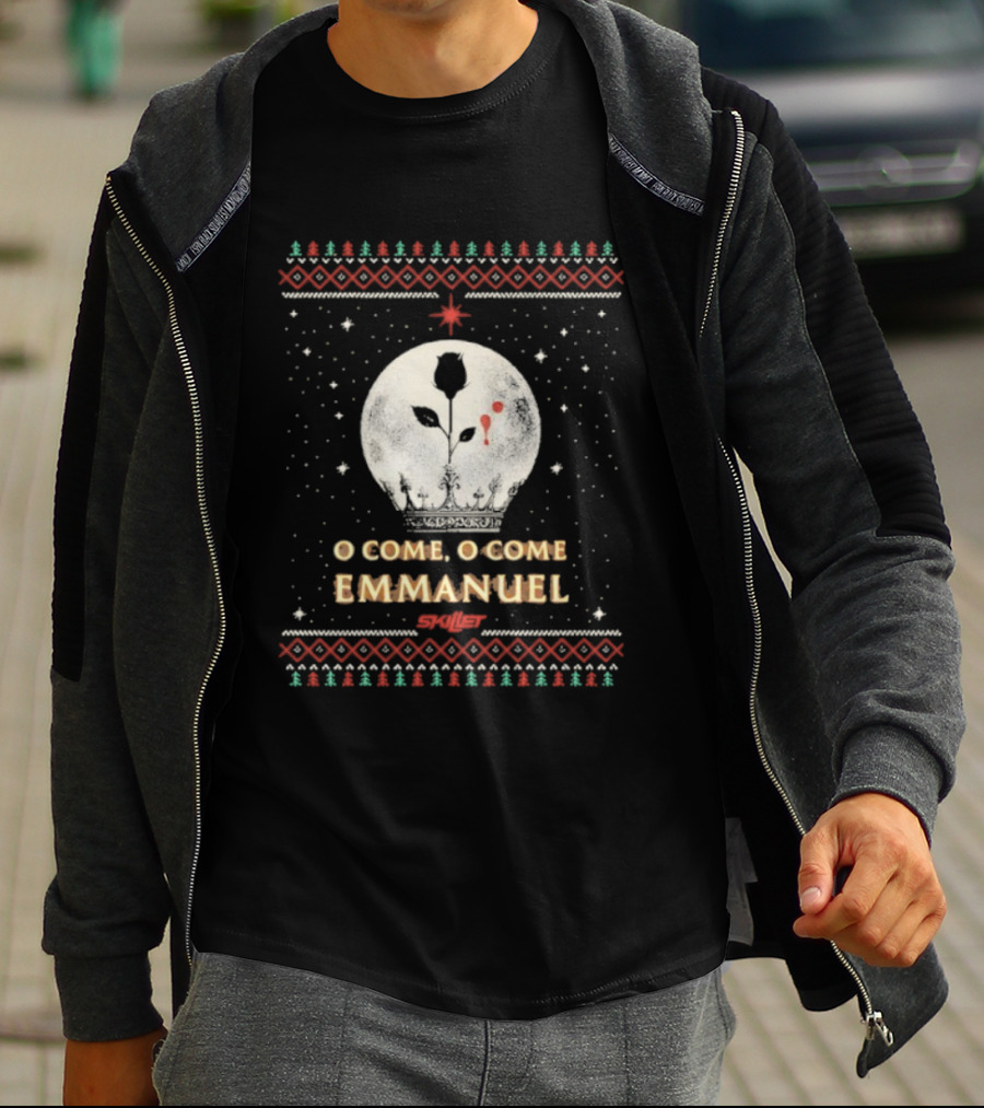 O Come O Come Emmanuel Christmas Bundle Moon With Snowflakes T-Shirt