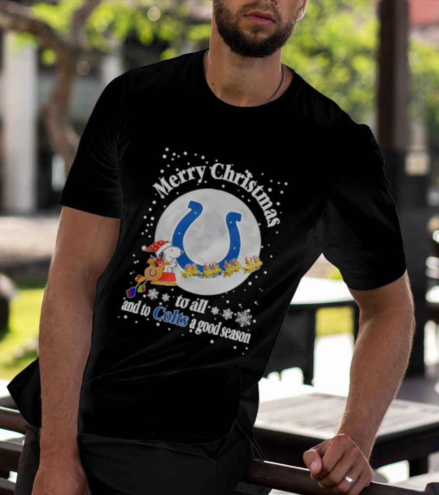 Indianapolis Colts Merry Christmas Snoopy Santa Sleigh Reindeer Football Season T-Shirt