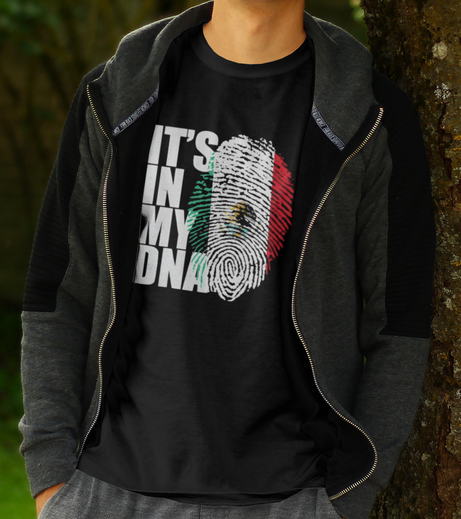 It's In My DNA Mexican Flag Fingerprint T-Shirt