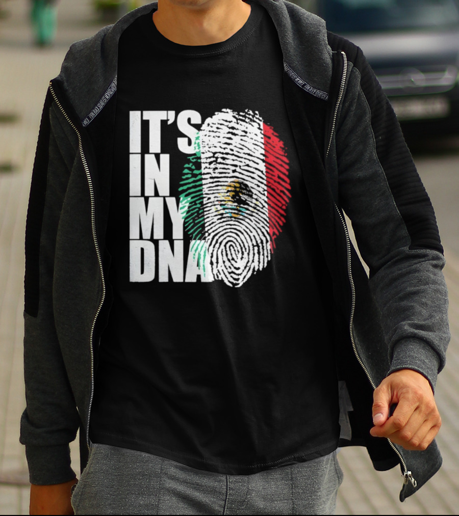 It's In My DNA Mexican Flag Fingerprint T-Shirt