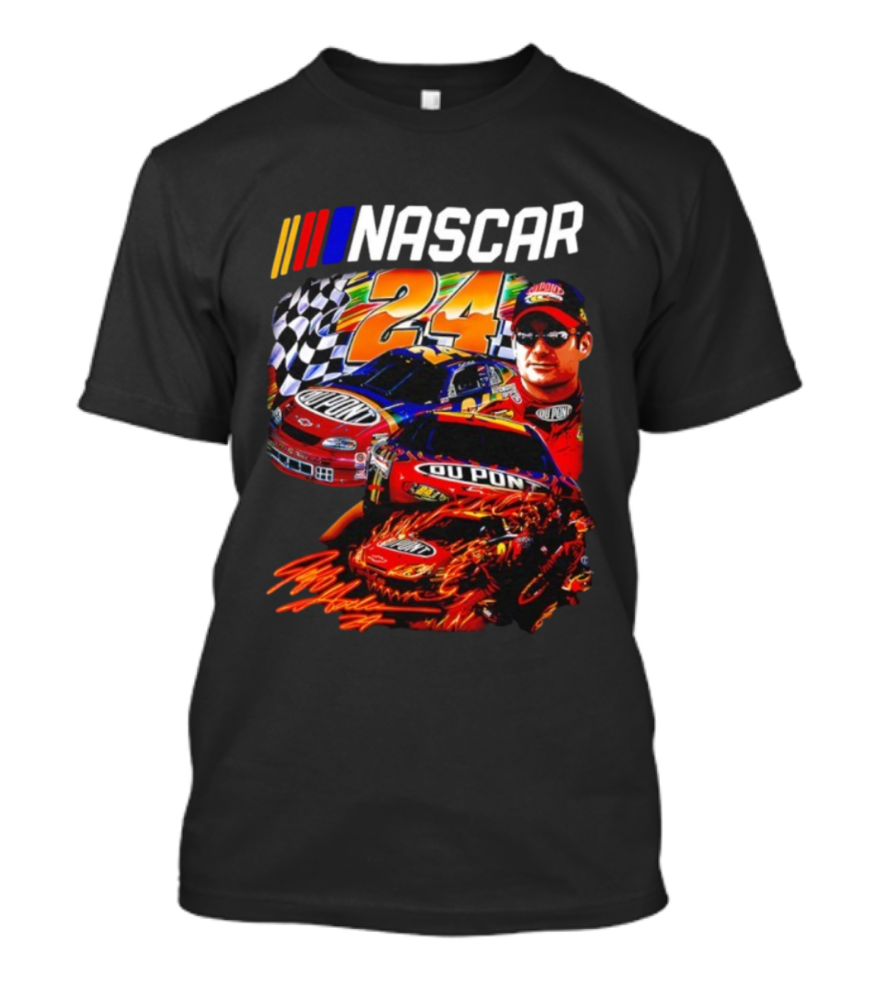 Nascar Jeff Gordon DuPont Racing Number 24 Checkered Flag T-Shirt