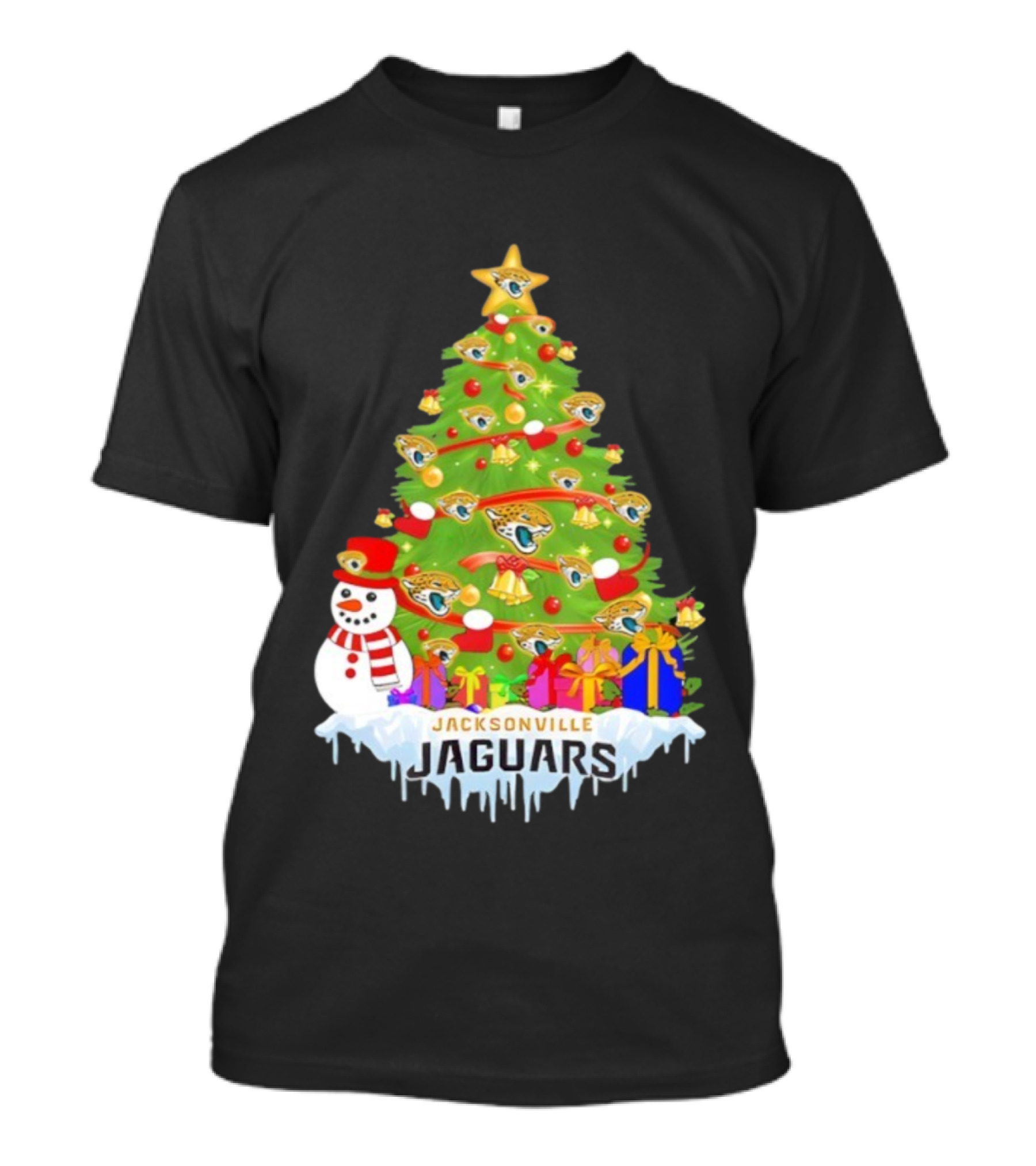 Jacksonville Jaguars Christmas Tree Holiday Football Celebration T-Shirt