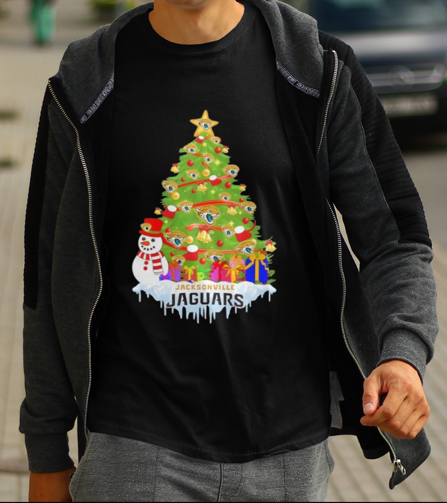Jacksonville Jaguars Christmas Tree Holiday Football Celebration T-Shirt