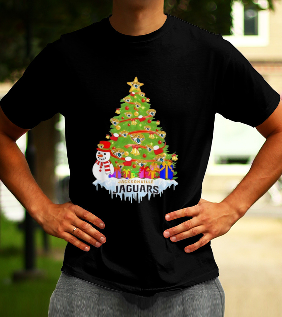 Jacksonville Jaguars Christmas Tree Holiday Football Celebration T-Shirt