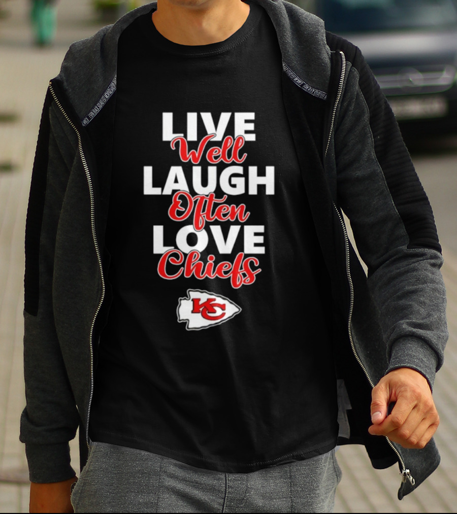 Live Well Laugh Often Love Chiefs KC Emblem T-Shirt