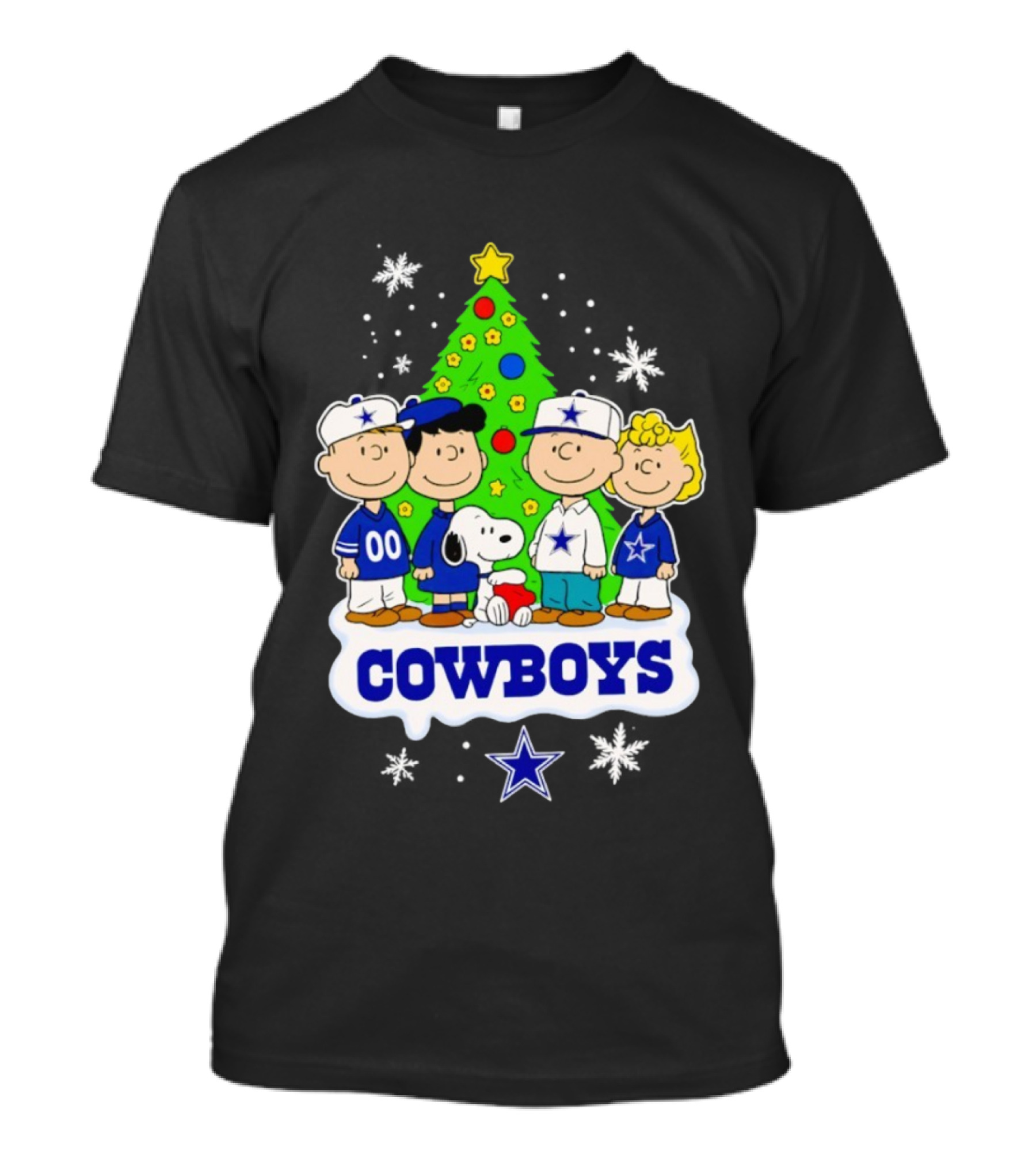Peanuts Christmas With Dallas Cowboys NFL Team Snoopy And Friends T-Shirt