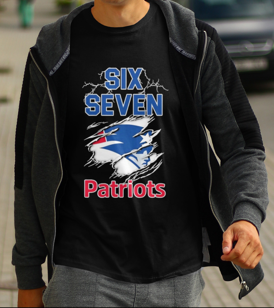 Six Seven Patriots Lightning Bold Style NFL Fan Gear T-Shirt