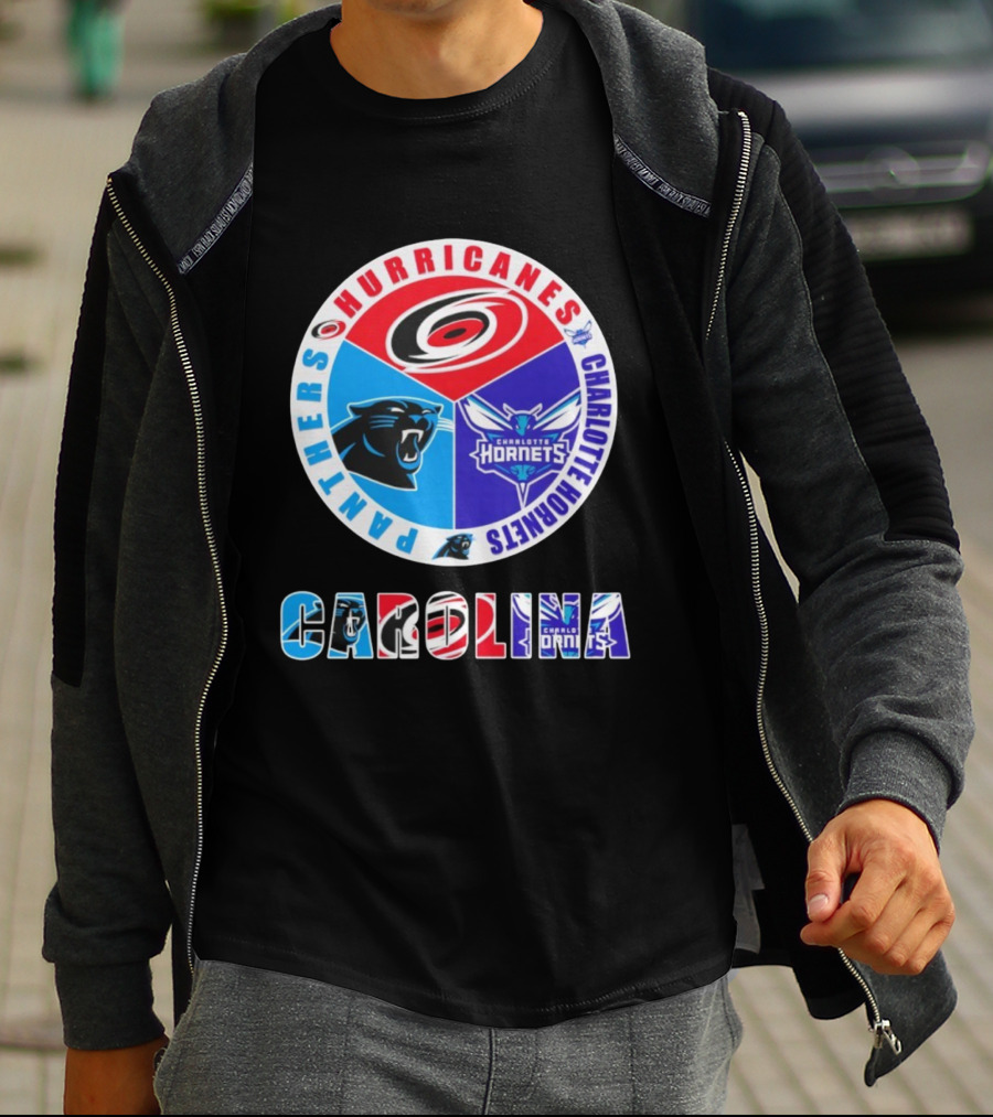 Carolina Hurricanes Panthers Charlotte Hornets Sports Collaboration T-Shirt