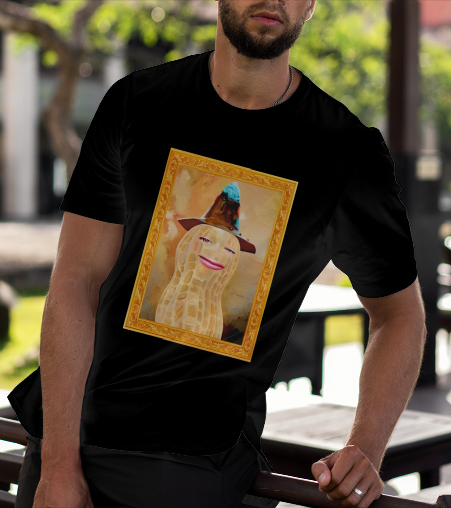 Theburntpeanut Renaissance Portrait With Hat And Blue Figurine T-Shirt