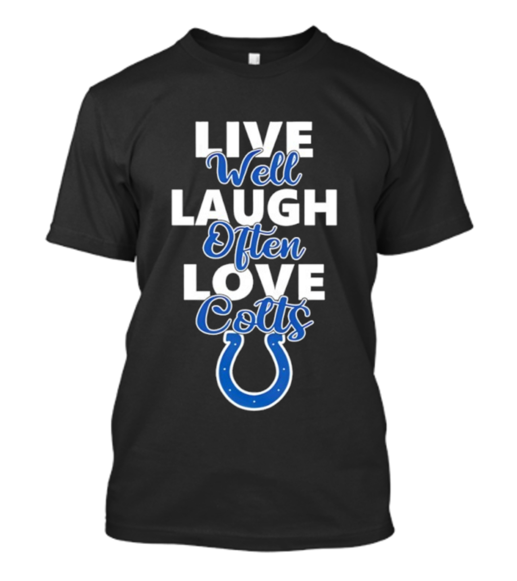Indianapolis Colts Live Well Laugh Often Love Blue Horseshoe T-Shirt