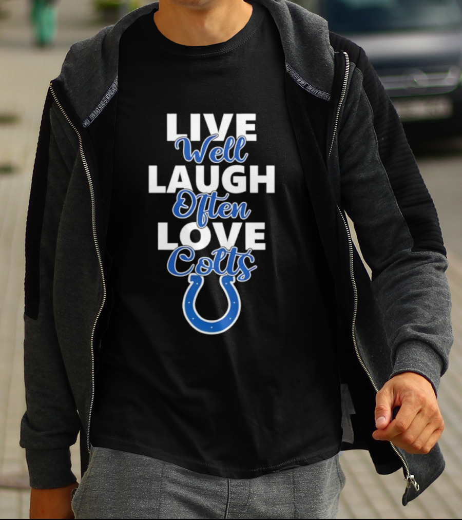 Indianapolis Colts Live Well Laugh Often Love Blue Horseshoe T-Shirt