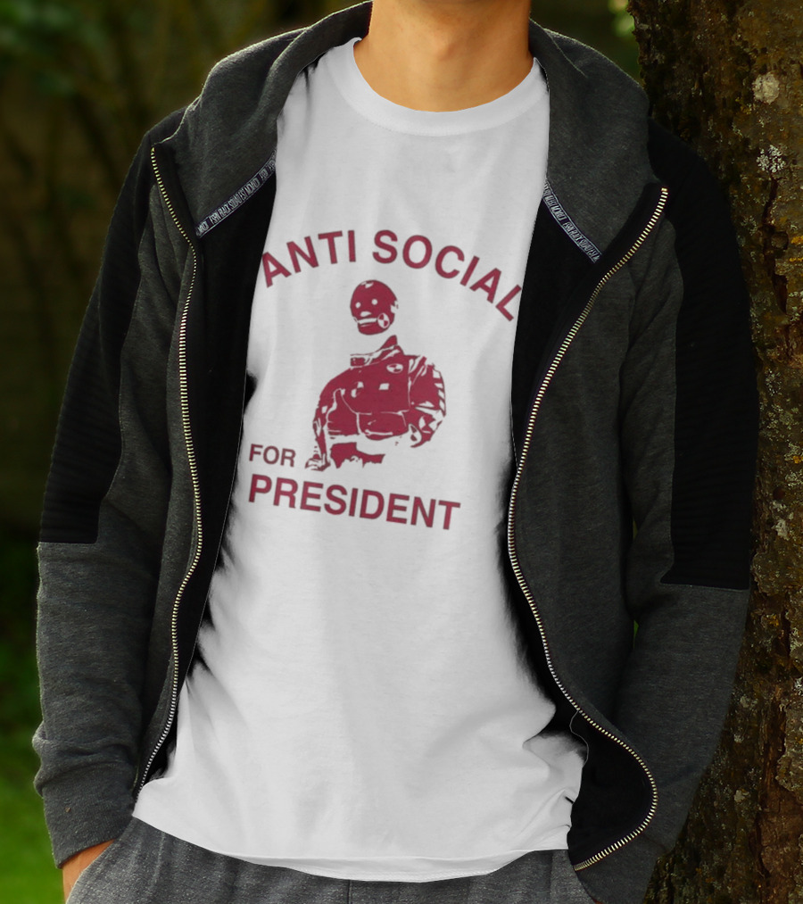 ANTI SOCIAL FOR PRESIDENT Skeleton Design T-Shirt