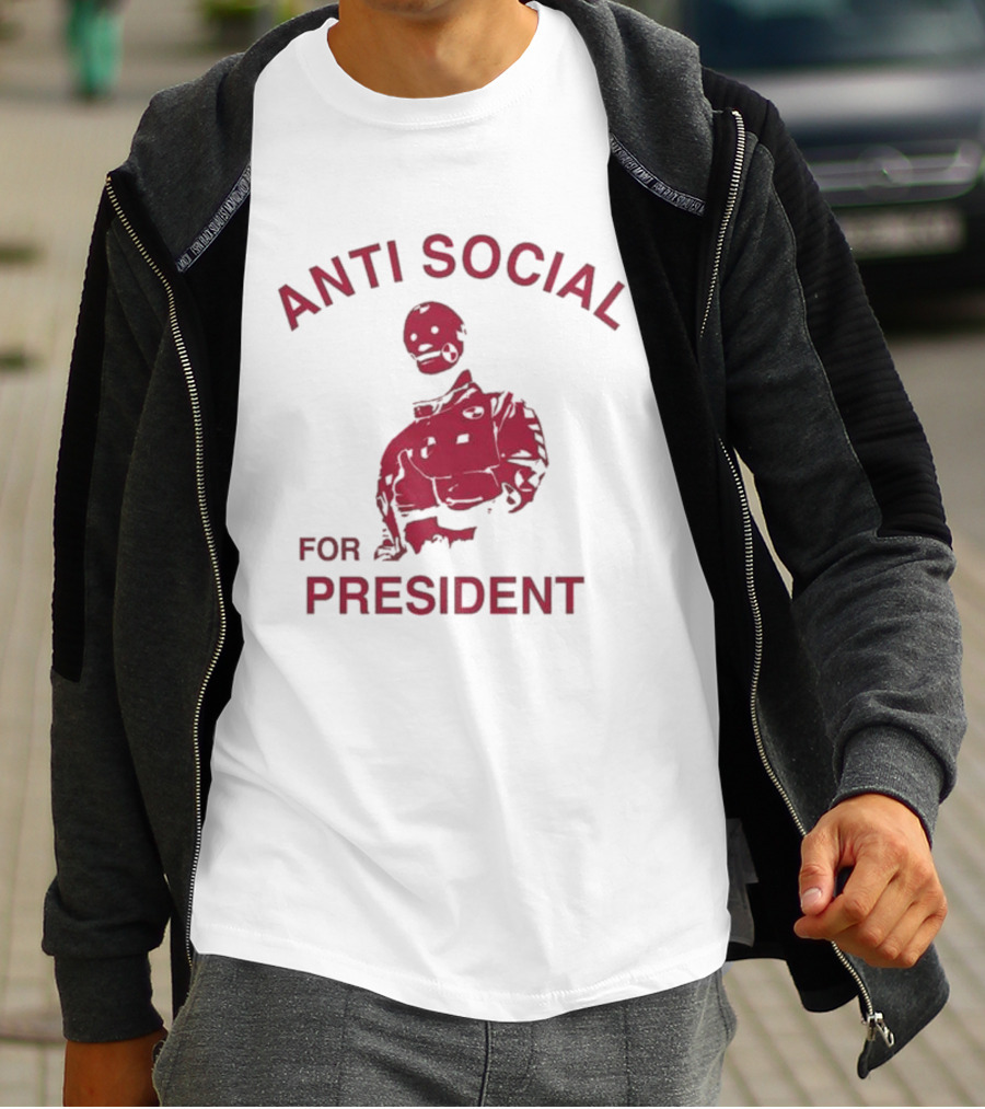 ANTI SOCIAL FOR PRESIDENT Skeleton Design T-Shirt