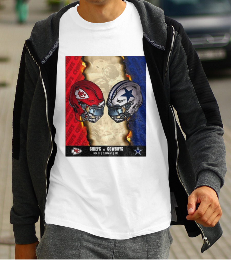 Chiefs Vs Cowboys November 27 3:30PM CT CBS Kansas City Dallas NFL Matchup T-Shirt