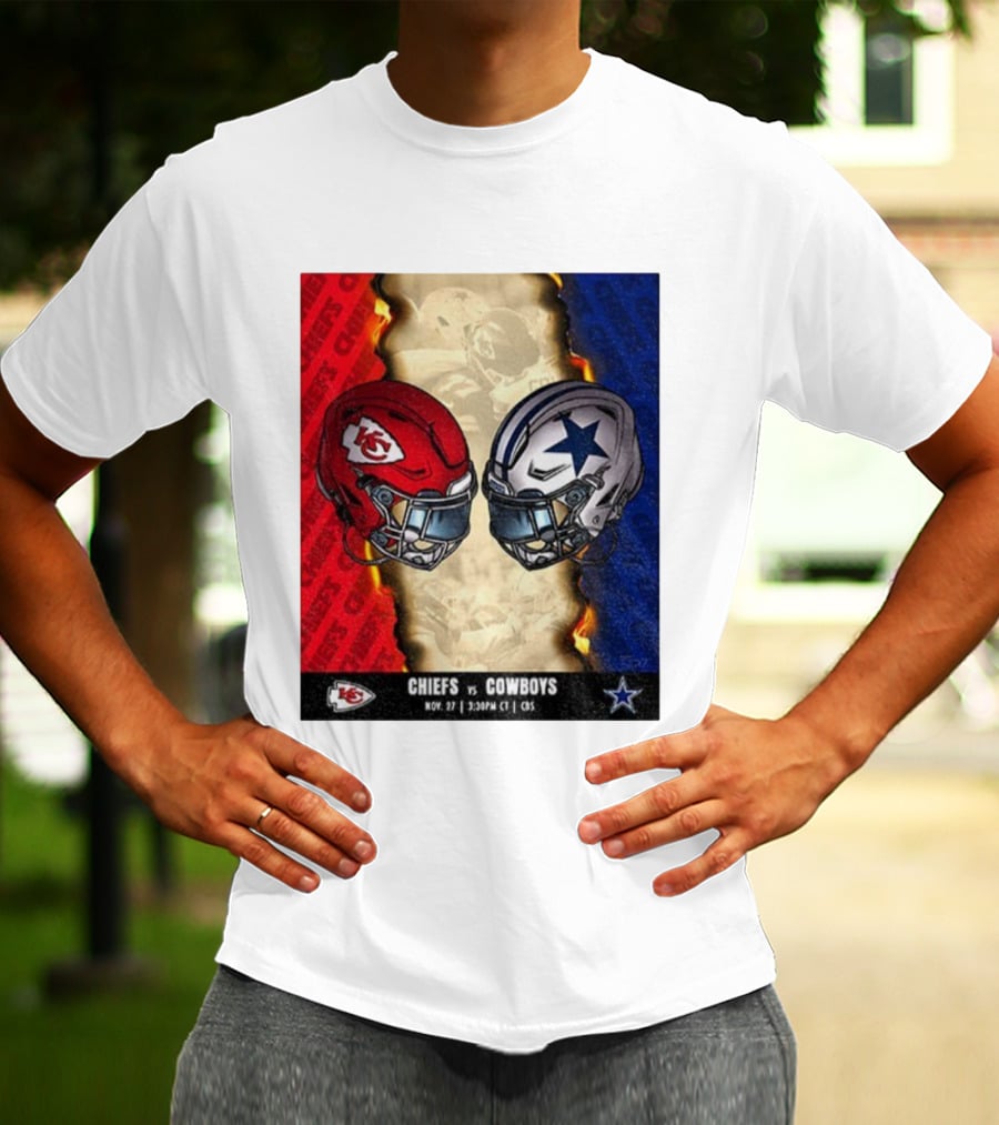Chiefs Vs Cowboys November 27 3:30PM CT CBS Kansas City Dallas NFL Matchup T-Shirt