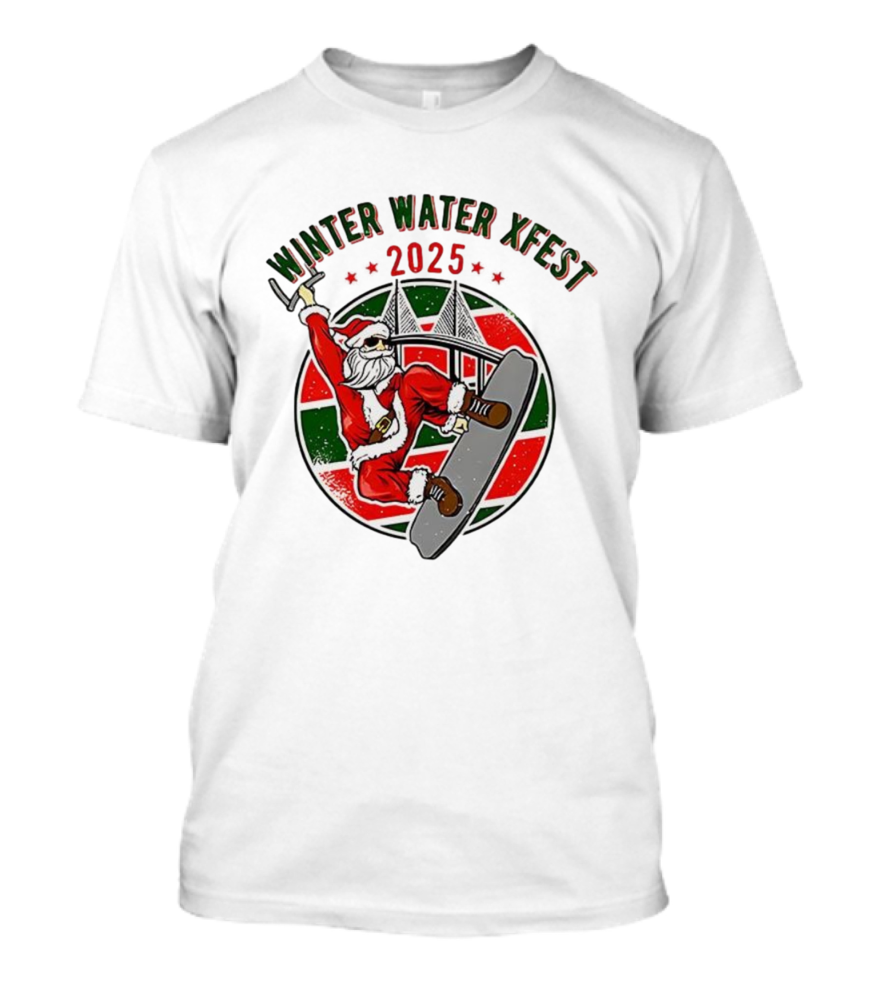 Winter Water Xfest Santa Snowboarding 2025 T-Shirt