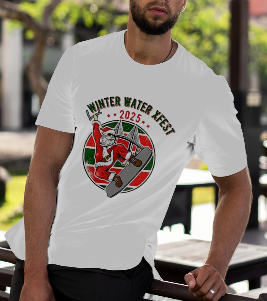 Winter Water Xfest Santa Snowboarding 2025 T-Shirt