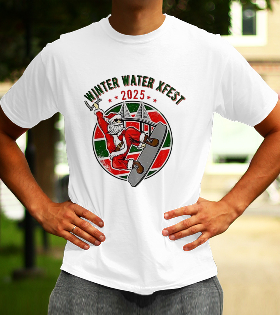 Winter Water Xfest Santa Snowboarding 2025 T-Shirt