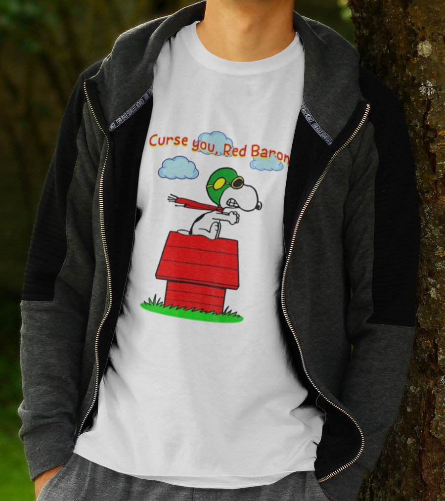 Snoopy Peanuts Flying Ace Curse You Red Baron Iconic Scene T-Shirt