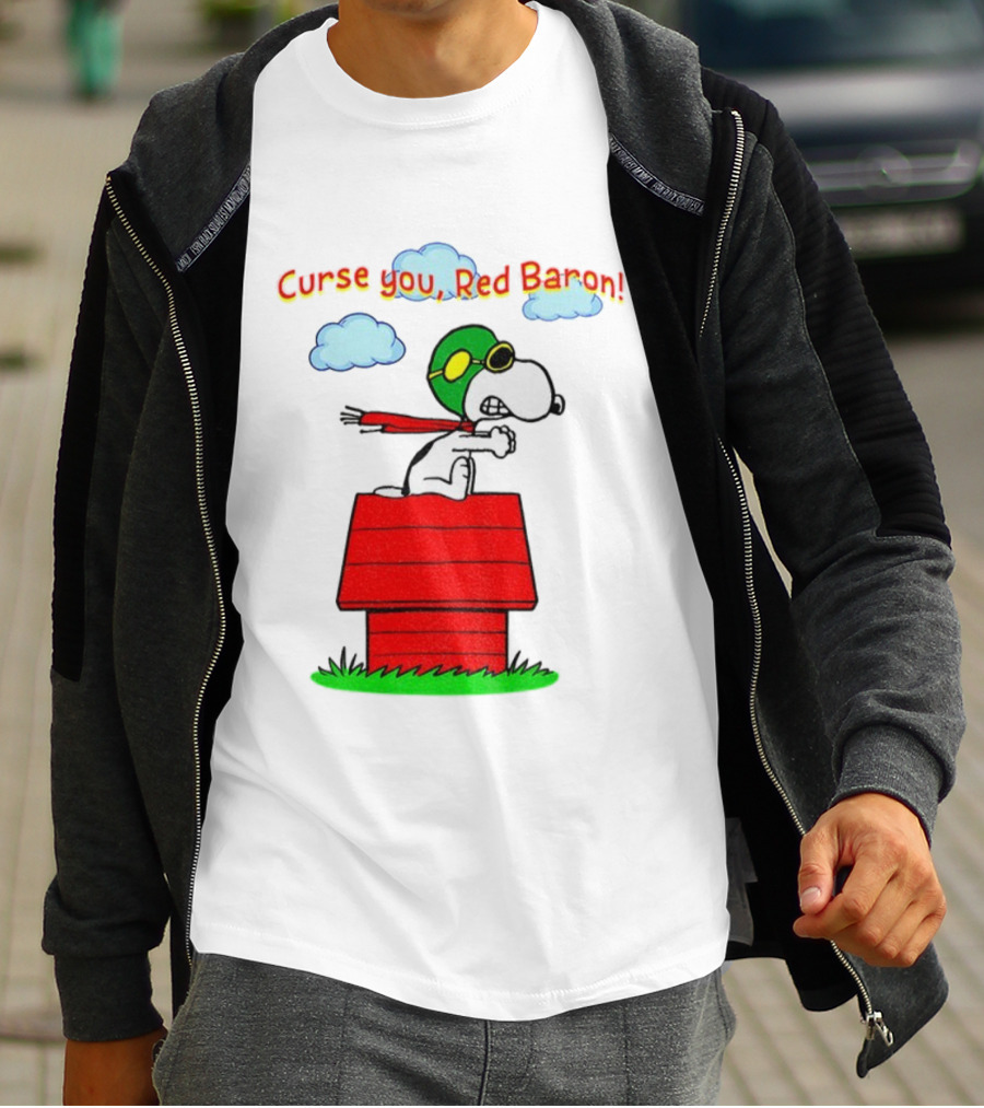 Snoopy Peanuts Flying Ace Curse You Red Baron Iconic Scene T-Shirt