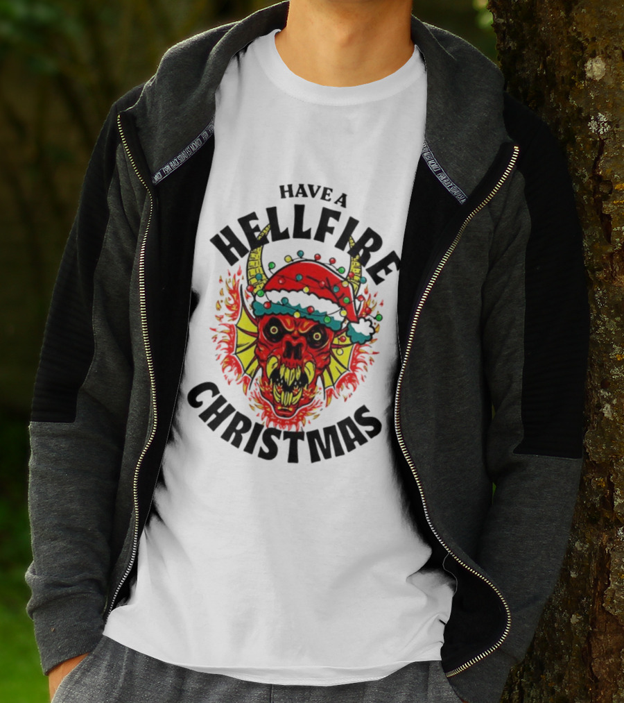 Have A Hellfire Christmas Demon With Santa Hat Stranger Things T-Shirt
