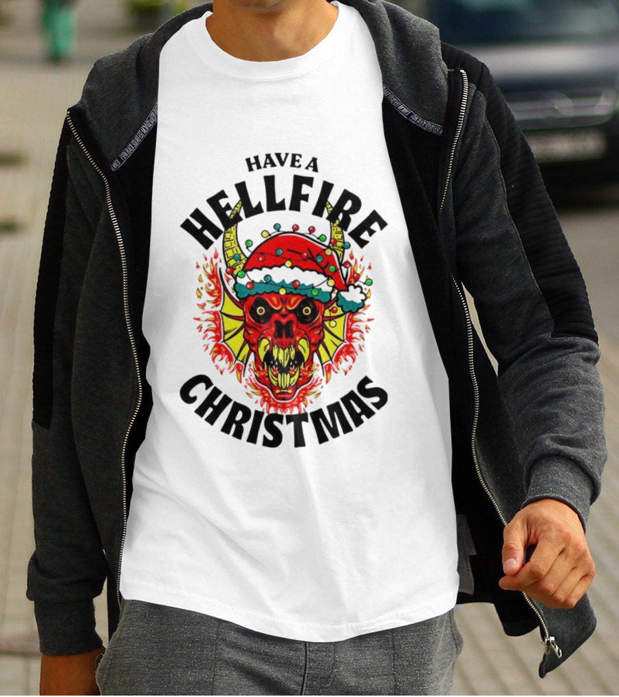 Have A Hellfire Christmas Demon With Santa Hat Stranger Things T-Shirt